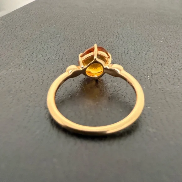 18K yellow gold Citrine & diamond ring - Picture 3 of 5